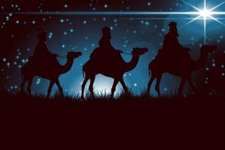 Die Heiligen Drei Könige auf dem Weg nach Bethlehem