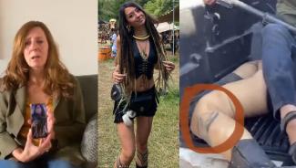 Ricarda Louk aus Ravensburg, ihre Tochter Shani und ihr lebloser Körper auf einem Hamas-Jeep.