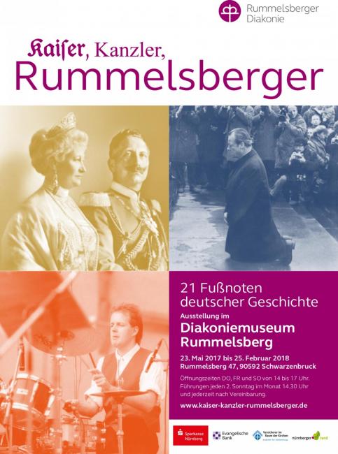 Ausstellungsplakat von »Kaiser, Kanzler, Rummelsberger«.