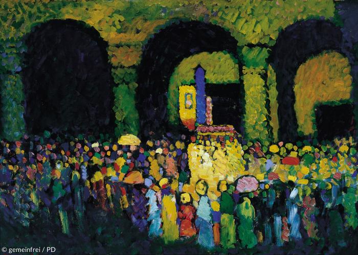 Leidenschaftliche, fast feierliche Farben: Kandinskys um 1908 entstandenes Werk »Die Ludwigskirche in München« befindet sich heute im Museum Thyssen-Bornemisza in Madrid.