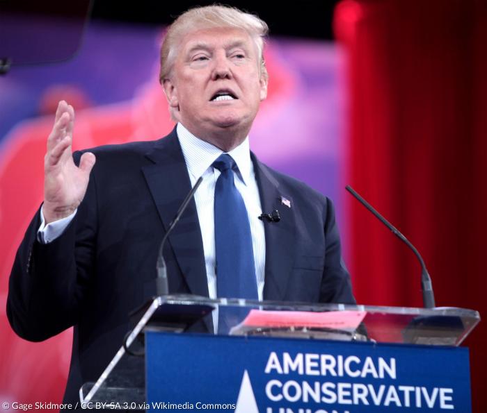 US-Präsidentschaftskandidat Donald Trump bei einer Rede für die Conservative Political Action Conference (2015).