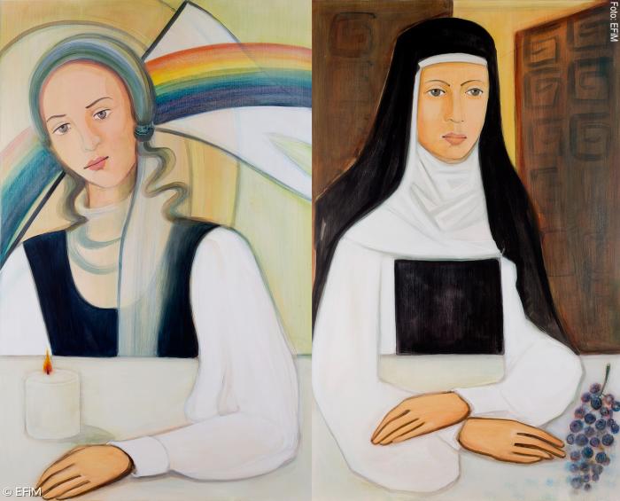 Ottilie von Gersen (links) und Florentina von Oberweimar, aus dem Tafelgemälde "Frauen der Reformation in der Region".