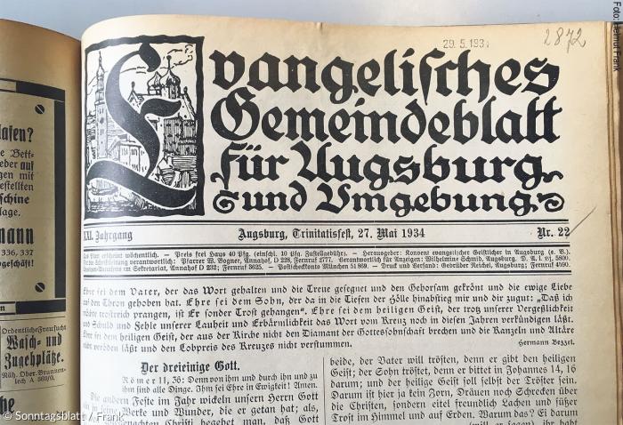 Augsburger Gemeindeblatt Nr. 22 vom 27. Mai 1934.