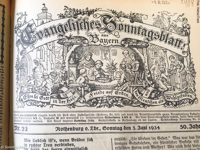 Rothenburger Sonntagsblatt Nr. 22 vom 3. Juni 1934.