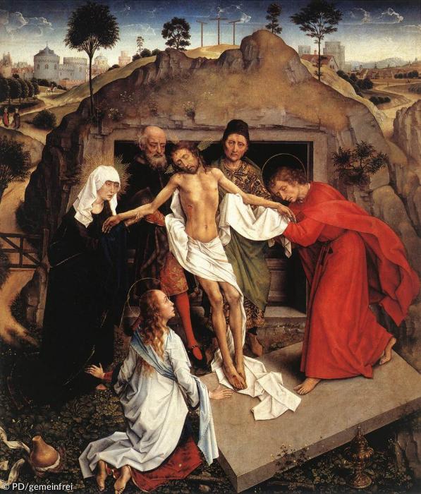 Grablegung Christi, um 1460, Rogier van der Weyden (1399/1400–1464), Uffizien, Florenz