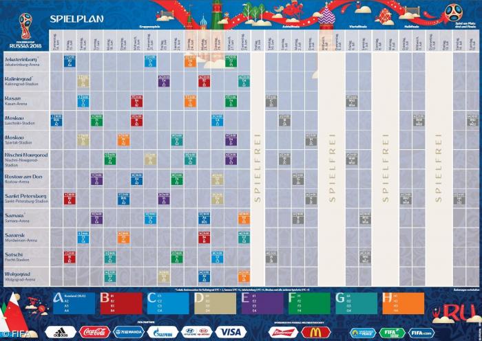 Der FIFA-Spielplan zur Fußball-WM 2018 in Russland