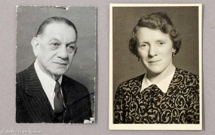 Passfotos Kurt Landauer (1947) und Maria Baumann (1942).