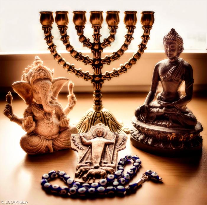 Religiöse Symbolen aus den verschiedenen großen Weltreligionen