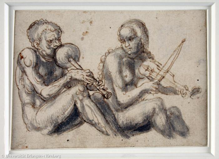 »Musizierendes Paar«, Meisterzeichnung von Lucas Cranach d. Ä., um 1530.