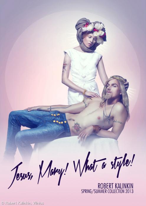 »Jesus, Maria! Was für ein Stil!« - Werbeplakat der litauischen Modefirma Robert Kalinkin.