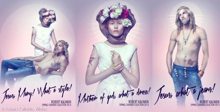 »Mutter Gottes, was für ein Kleid!« Keine Blasphemie, sondern durch die Meinungsfreiheit gedeckt, urteilte nun der Europäische Gerichtshof für Menschenrechte über diese Werbeplakate einer litauischen Modefirma.