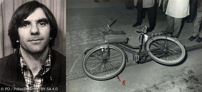 Rudi Dutschke - Fahrrad und Aktentasche am Tatort des Attentats vom 11. April 1968.