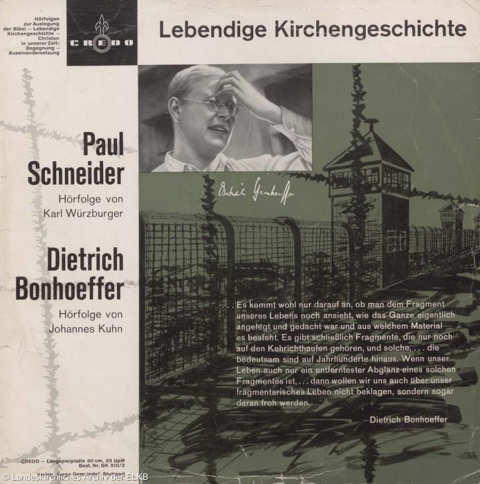Dietrich Bonhoeffer auf einem Plattencover.