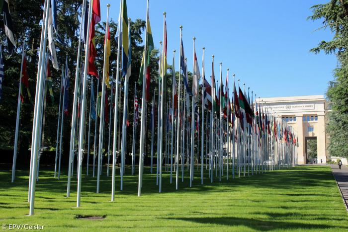 UNO Vereinte Nationen Genf Fahnen international