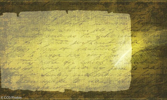 Calligraphische Schift auf gelben Papier