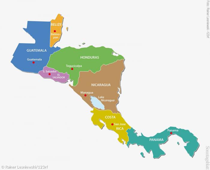 Landkarte Zentralamerika