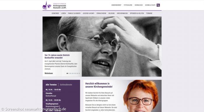 Screenshot der Website neumarkt-evangelisch.de