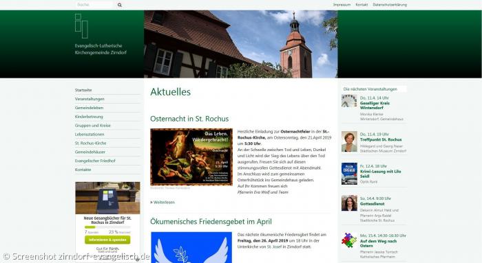 Screenshot der Website zirndorf-evangelisch.de