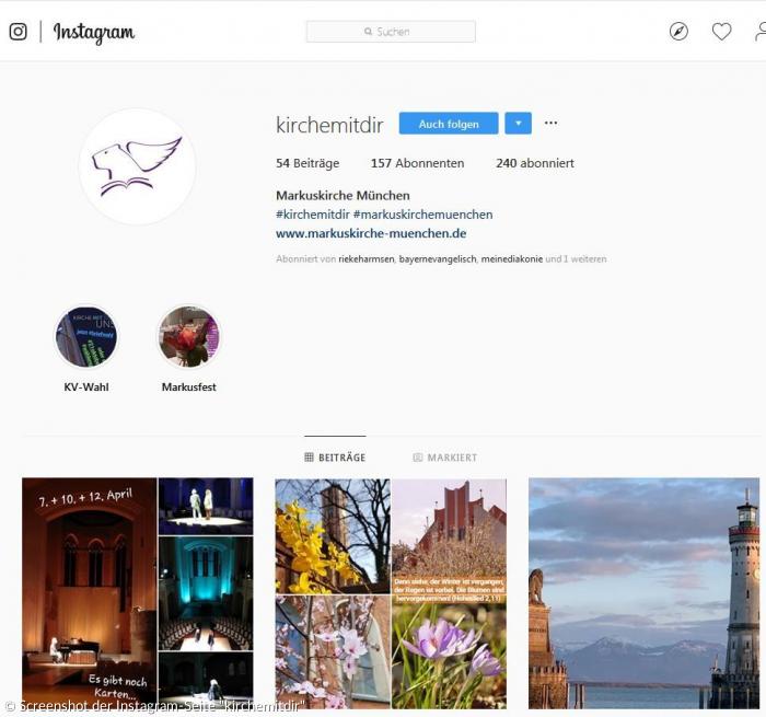 Screenshot der Instagram-Seite kirchemitdir der Münchner Markuskirche