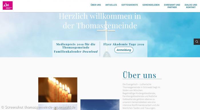 Screenshot der Website thomasgemeinde-gruenwald.de