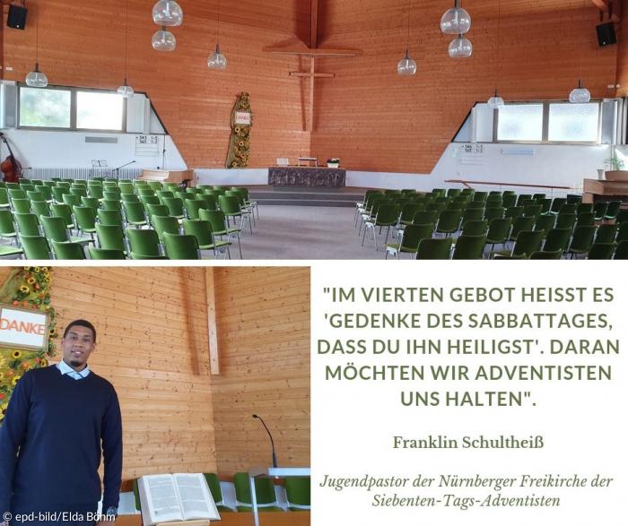 Kirchenraum Adventistengemeinde Nürnberg Siebenten-Tags Jugendpastor Franklin Schultheiß