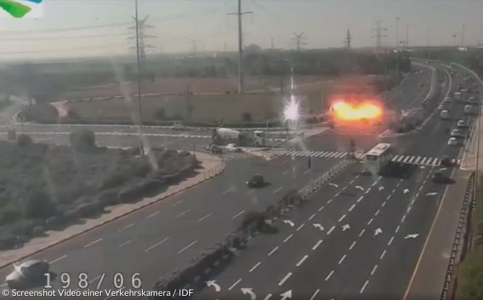 Raketeneinschlag an der Kreuzung zwischen Ashdod und Gan Yawne (12. November 2019).