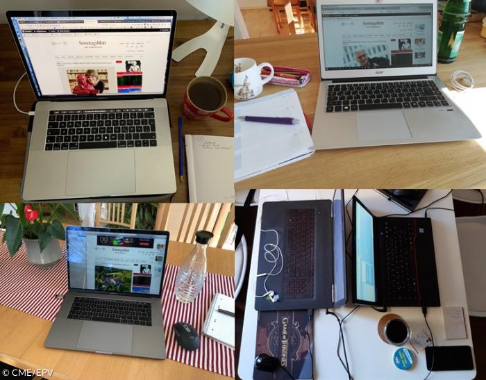 Laptop, Block und Kaffeetasse: So sieht das aus, wenn die Redaktion im Home-Office arbeitet.