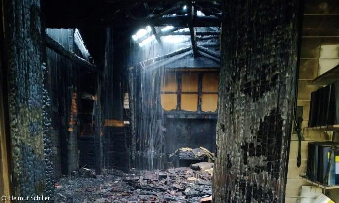 Die ausgebrannte Christuskirche in Utting