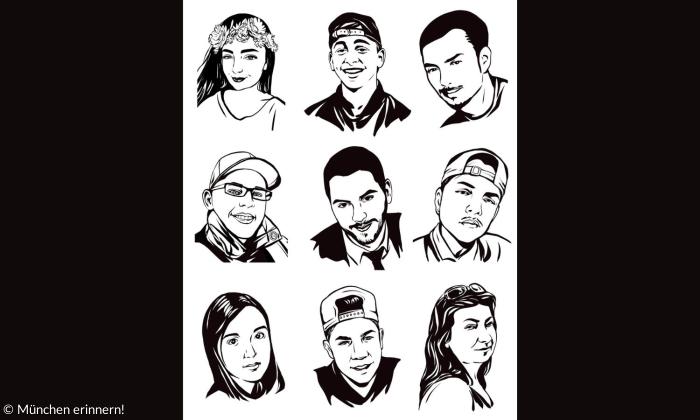 Die Gesichter der neun Todesopfer des OEZ-Anschlags 2016