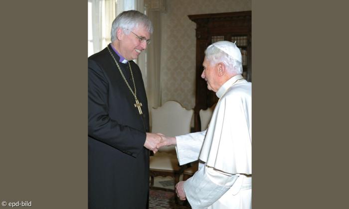Papst Benedikt XVI. mit dem evangelischen Landesbischof Friedrich