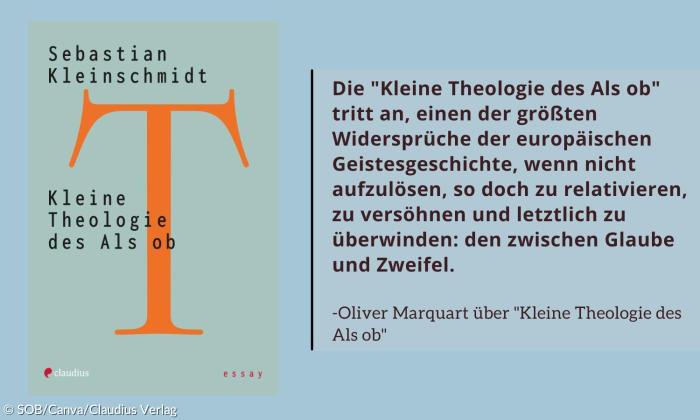 Die "Kleine Theologie des Als ob" tritt an, einen der größten Widersprüche der europäischen Geistesgeschichte, wenn nicht aufzulösen, so doch zu relativieren, zu versöhnen und letztlich zu überwinden: den zwischen Glaube und Zweifel.