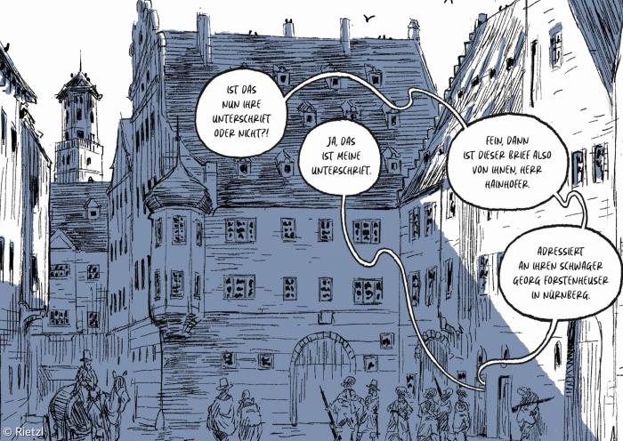 Blick in die Graphic Novel von Paul Rietzl zu Augsburg im 30-jährigen Krieg