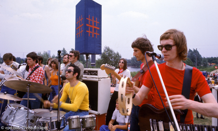 Die Band „ct & friends“ beim Deutschen Evangelischen Kirchentag im Jahr 1975