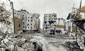 »Aleppo«: Joshua Tabti, Bleistift, Kugelschreiber und Tinte auf Karton, 2013.