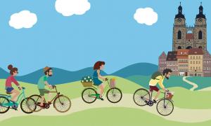 Grafik der Evangelischen Studentengemeinde als Werbung für die Radtour.