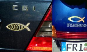 Autoaufkleber mit Fischsymbol