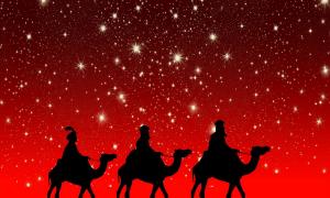 Die heiligen drei Könige auf dem Weg nach Bethlehem
