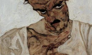 Egon Schiele, Selbstbildnis mit gesenktem Kopf (1912)