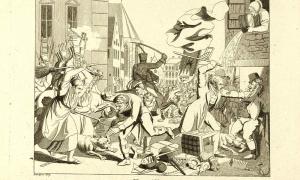 Historische Zeichnung zu Hepp-hepp-Pogromen