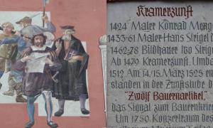 Wandmalerei und Gedenkplatte erinnern an "Zwölf Bauernartikel"