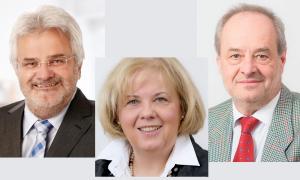 Synodalpräsidium der bayerischen evangelischen Landessynode: Walter Schnell, Annekathrin Preidel, Hans Stiegler