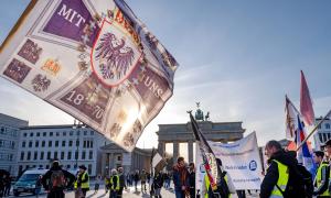 Reichsbürger bei einer Demo am Brandenburger Tor