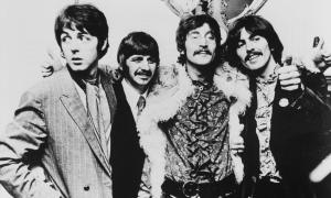 Schwarz-weiß Bild der Beatles