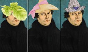 Martin Luther mit alternativen Kopfbedeckungen
