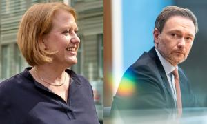 Bundesfamilienministerin Lisa Paus und Bundesfinanzminister Christian Lindner