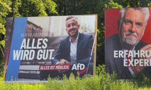 Ein AfD-Wahlplakat, auf dem "Alles wird gut." steht